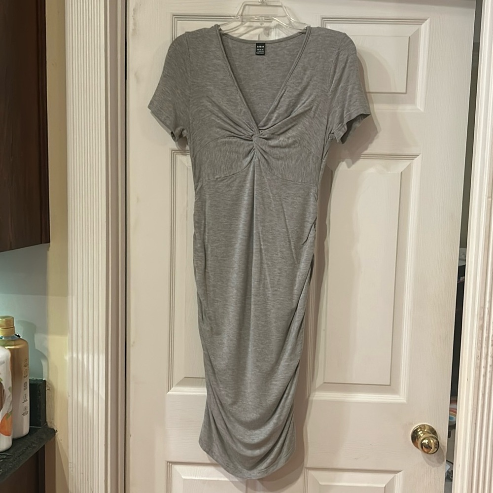 SHEIN grey maternity midi dress